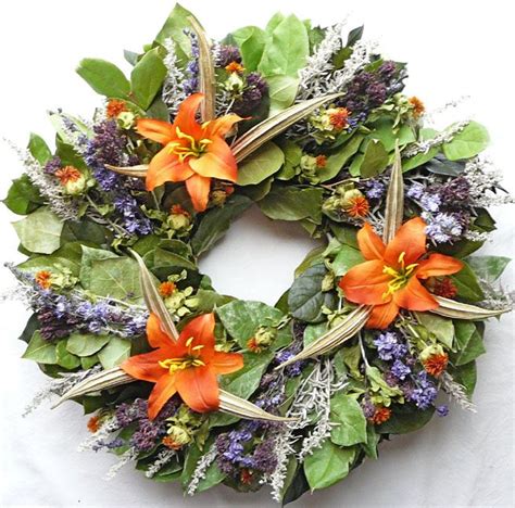 Lily Dried Flower Wreath Measures 22 24 Inches Across By