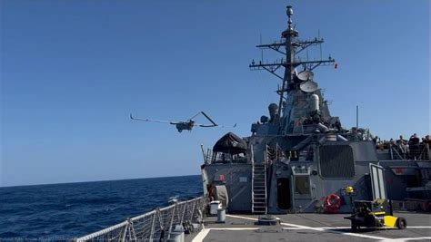 textron drone deploys   navy destroyer  contractor operated isr node
