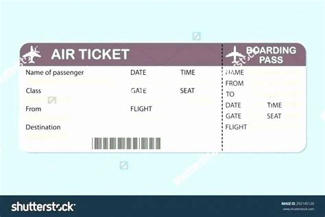plane ticket template  beautiful editable airline  role play