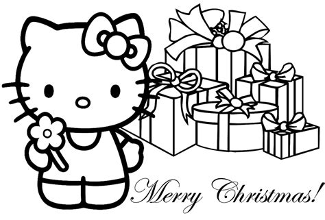 kitty christmas coloring pages