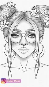 Coloring Girl Girls Drawing Printable Drawings Colouring Pages Colour Portrait Adult Girly Etsy Dessin Sheet Simple Draw Outline Pencil Adults sketch template