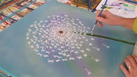 kreativ statt bild acryl malen pusteblume painting dandelion acryl