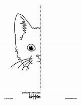 Symmetry Drawing Worksheet Coloring Worksheets Pages Finish Complete Kids Kitten Half Face Contour Line Symmetrical Printable Cat Dibujos Activity Completar sketch template