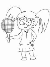 Coloring Tennis Pages Sports Girl Print Easily Advertisement sketch template