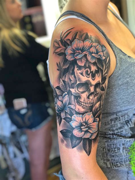My Half Sleeve Skull Sleeve Tattoos Girly Skull Tattoos Tattoos For