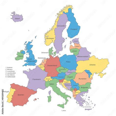 europa politische karte beschriftet vektor stock vektorgrafik
