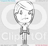 Girl Sad Cartoon Coloring Clipart Teenage Adolescent Outlined Thoman Cory Vector Royalty Clipartof sketch template