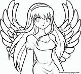 Coloring Anime Pages Angel Cute Girl Drawing Printable Angels Animel Japanese Print Simple Warrior Animation Color Colouring Coloring4free Unique Style sketch template