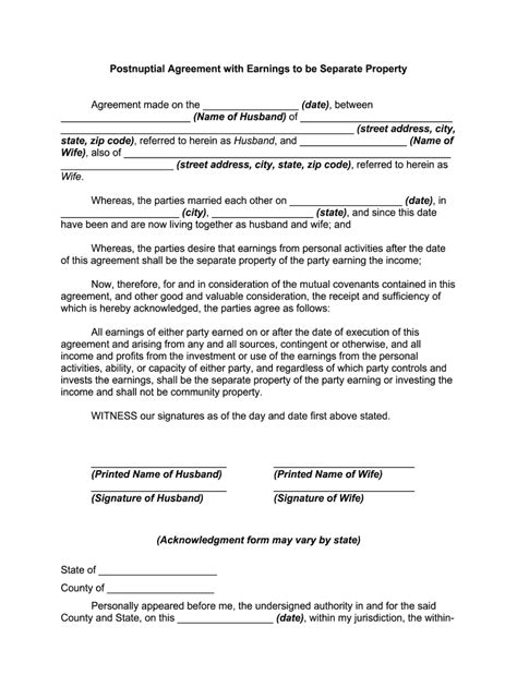 postnuptial agreement fill  printable fillable blank pdffiller