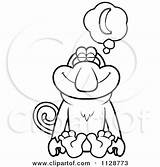 Bananas Monkey Daydreaming Outlined Proboscis Clipart Cartoon Cory Thoman Coloring Vector Macaque 2021 sketch template