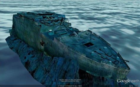 titanic wreck location google earth