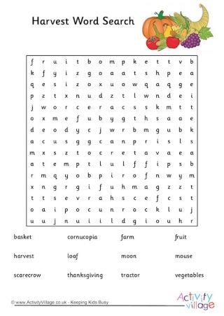 harvest word search  printable word searches  word search