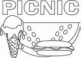 Coloring Picnic Pages Summer Kids Picnics sketch template