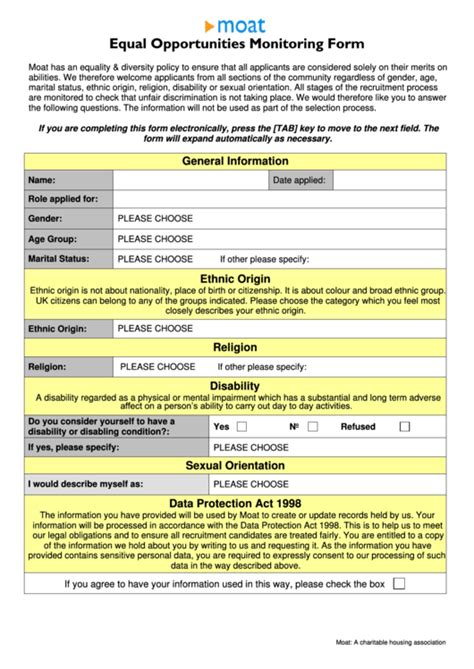 equal opportunities monitoring form printable