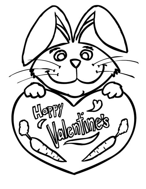 valentine rabbit coloring pages  printable valentine coloring