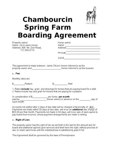 boarding agreement horses