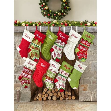 personalized snowflake knit christmas stocking    designs