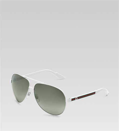 gucci medium aviator sunglasses in white for men lyst