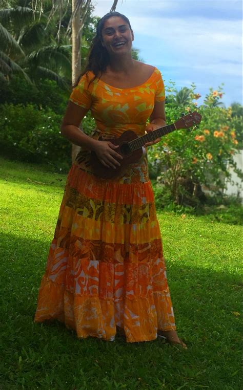 yellow ruffle long tav pacific dress polynesian dress hawaiian fashion hawaiian dresses outfit