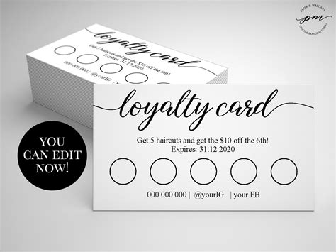 customer loyalty card template editable loyalty cards etsy australia