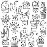 Cactus Doodle sketch template
