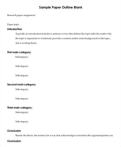 printable research paper outline template   word  documents