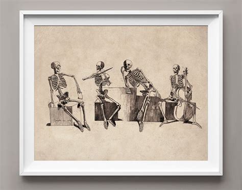 skeleton orchestra art musicians vintage poster moving etsy