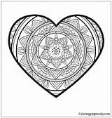 Heart Mandala Colorare Da Cuore Coloring Pages Vector Color Vettoriale Illustration Book Print sketch template