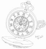 Pocket Open Tattoo Clock Drawings Pocketwatch Sketch Coloring Deviantart Template Pages sketch template