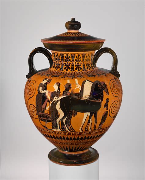 attributed  exekias terracotta neck amphora jar  lid  knob