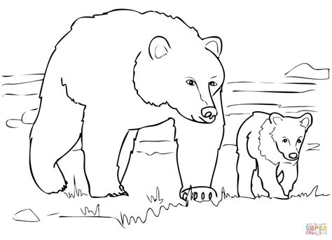 grizzly bear family coloring page  printable coloring pages