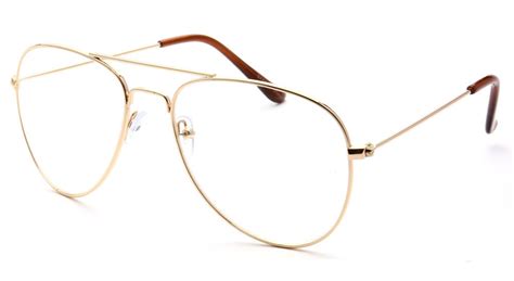 classic vintage retro aviator clear lens gold metal frame eyeglasses