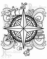 Compass Stellato Mandala Pirates sketch template