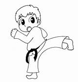 Karate Martial Practicing Sparring Olahraga sketch template