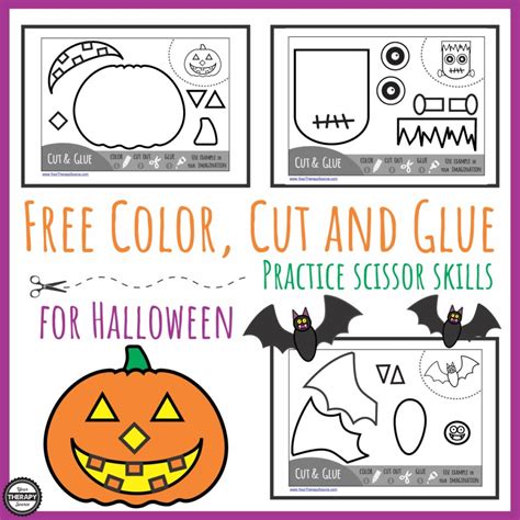 color cut glue halloween practice scissor skills  therapy