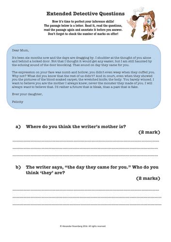 extended detective questions letter inference mini comprehension