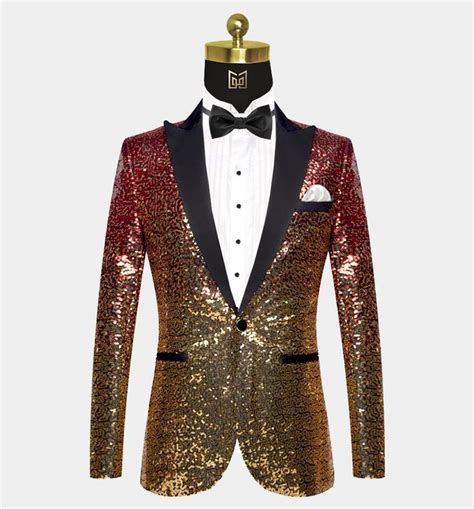 Red And Gold Sequin Tuxedo Jacket Gentlemans Guru In 2020 Flashy