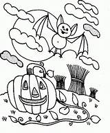 Coloring Pages Halloween Spooky Kids Bat Scary Library Clipart Popular Kitty Coloringhome sketch template