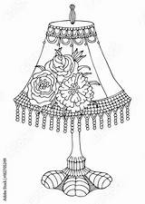 Shabby Chic Lamp Coloring Vector Stress Zentangle Isolated Drawn Anti Sketch Template Poster Illustration Hand Adult Background Book Style Contents sketch template