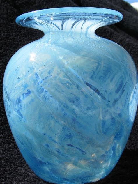 Signed 1986 Nourot Hand Blown Art Glass Vase David L Lindsay Artist