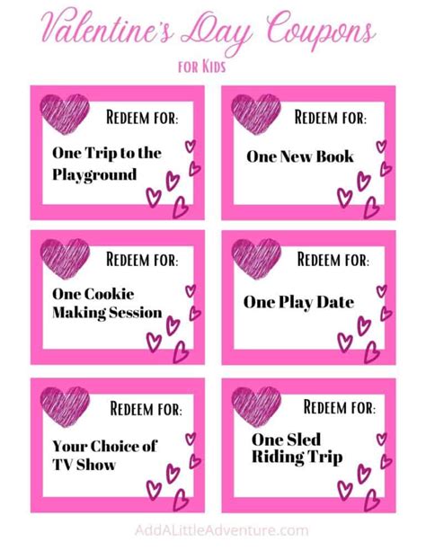 printable valentine coupons  kids  adults valentines