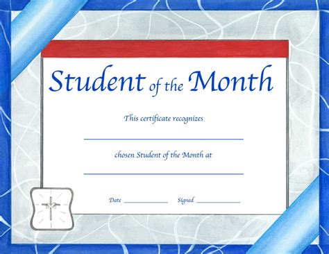 printable student   month certificate template printable