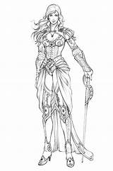 Pages Coloring Warrior Adult Drawing Woman Sketch Drawings Colouring Fantasy Behance Line Female Character Designs Swordswoman Women Costume Eva Widermann sketch template