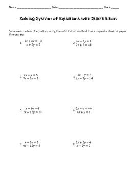 solving systems  equations  substitution   sectors classroom