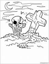 Coloring Pages Zombie Graveyard Cemetery Online Color Getcolorings sketch template