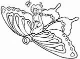 Coloring Thumbelina Pages Butterfly Fairy Riding Fantasy sketch template