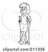 Crutches Woman Cartoon Clipart Using Rf Royalty Determined Running Poster Print Outline Coloring sketch template
