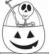 Skeleton Coloring Halloween Pages Cute Printable Pumpkin Kids Coloring4free sketch template