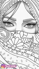 Colouring Zeichnen Colorear Ausmalen Vogue Hijab Rostros Arte Kleurplaten Desenho Gesichter Zentangle Traditionelle Tattoo Umrisszeichnungen Gesicht Bleistift Kunstzeichnungen Aquarel Zeichnungen sketch template