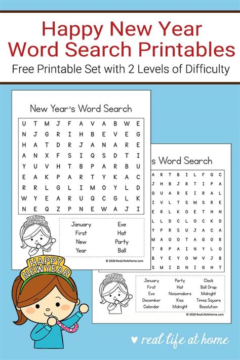 happy  year word search printable